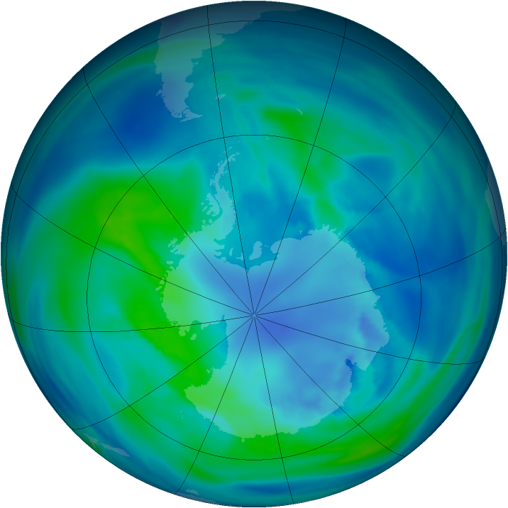 Antarctic ozone map for 11 April 2005